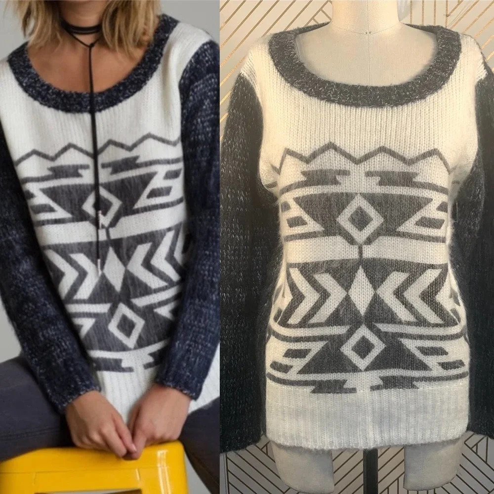 Raga Arctic‎ Wild Tribal Pullover Sweater Grey